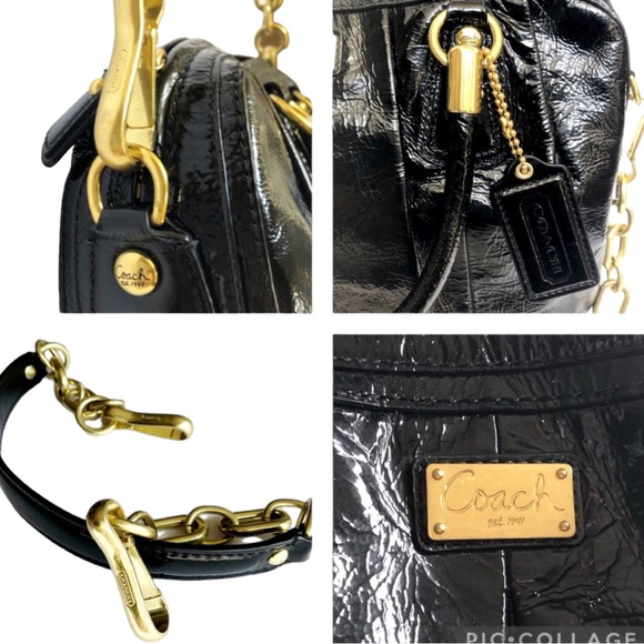 Coach Kristin (Retired) Black Patent Leather Pleated Satchel style 16016 - Picture 15 of 16